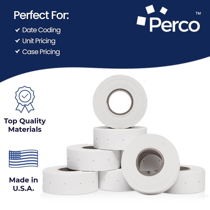 Perco 2 Line White Labels - 8 Rolls, 1 Sleeve, 6,000 Blank Price and Date Gun Labels for Perco 2 Line Price and Date Guns - Made in USA - Image 4